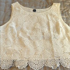 Elegant White Lace Sleeveless Top